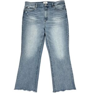 Pistola Ally Ankle Boot Crop Jeans Sz 32" Medium Wash Raw Hem Distressed Relaxed